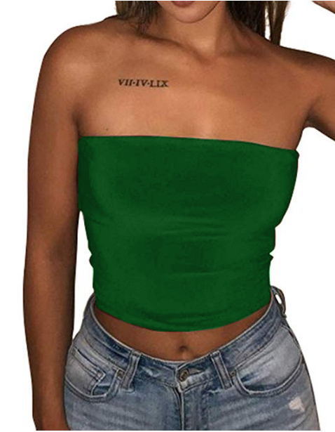 Women's solid color sexy slim tube top T-shirt