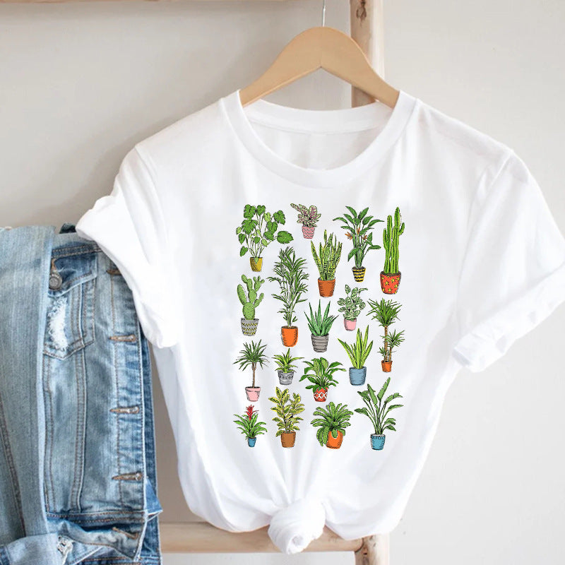 Harajuku Men's Cartoon Short Sleeve Youth Popular Collar Casual Men's T-Shirt