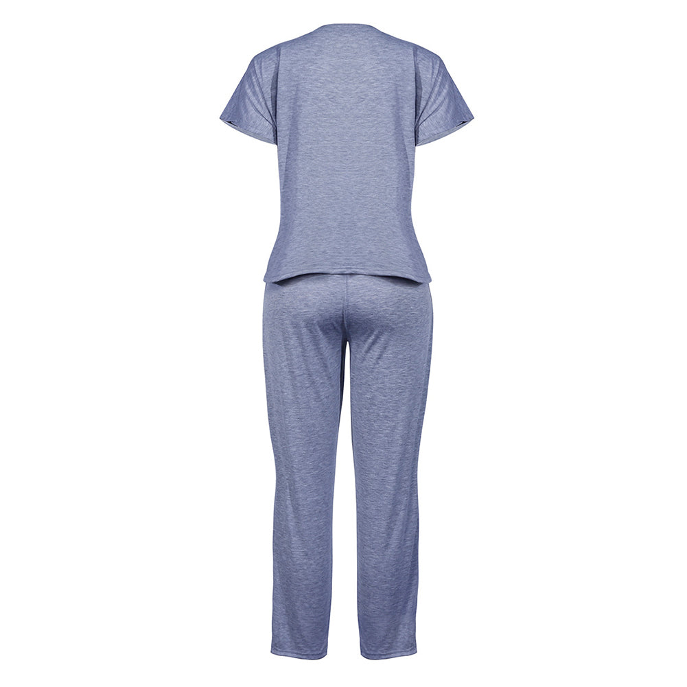 Round Neck Short Sleeve 2 Piece Casual Set