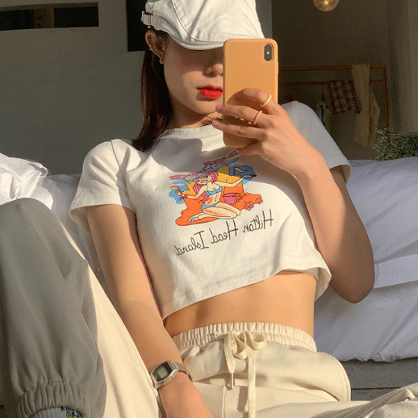 Short Half-Sleeved Top White Butterfly Short-Sleeved T-Shirt