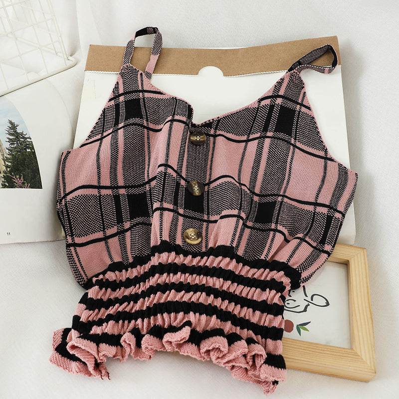 Waist Ruffled Plaid Bottoming Sweater Camisole