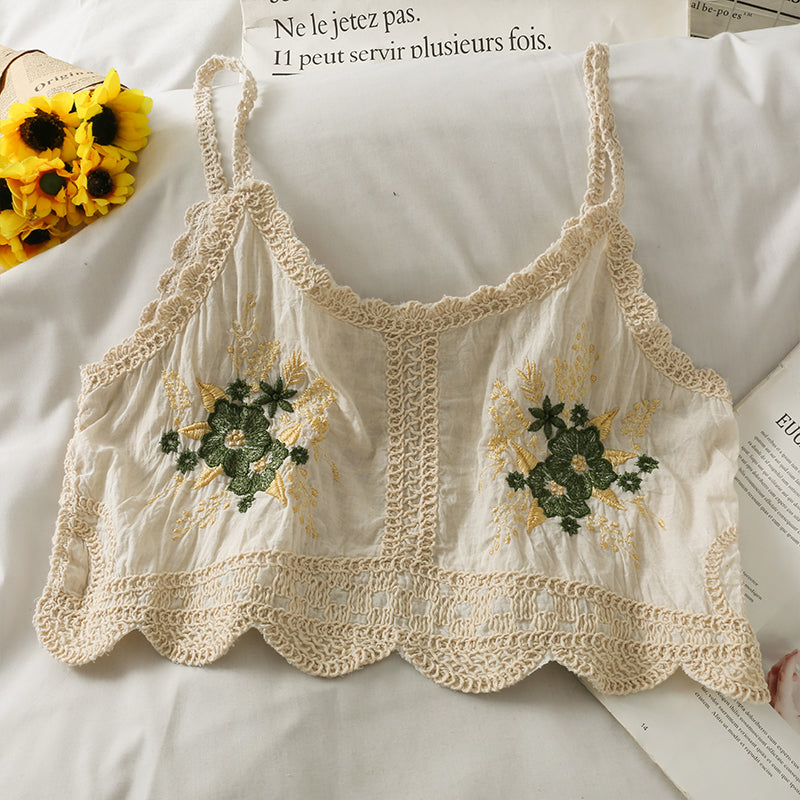 Embroidered Knitted Suspender For Women Loose Fitting