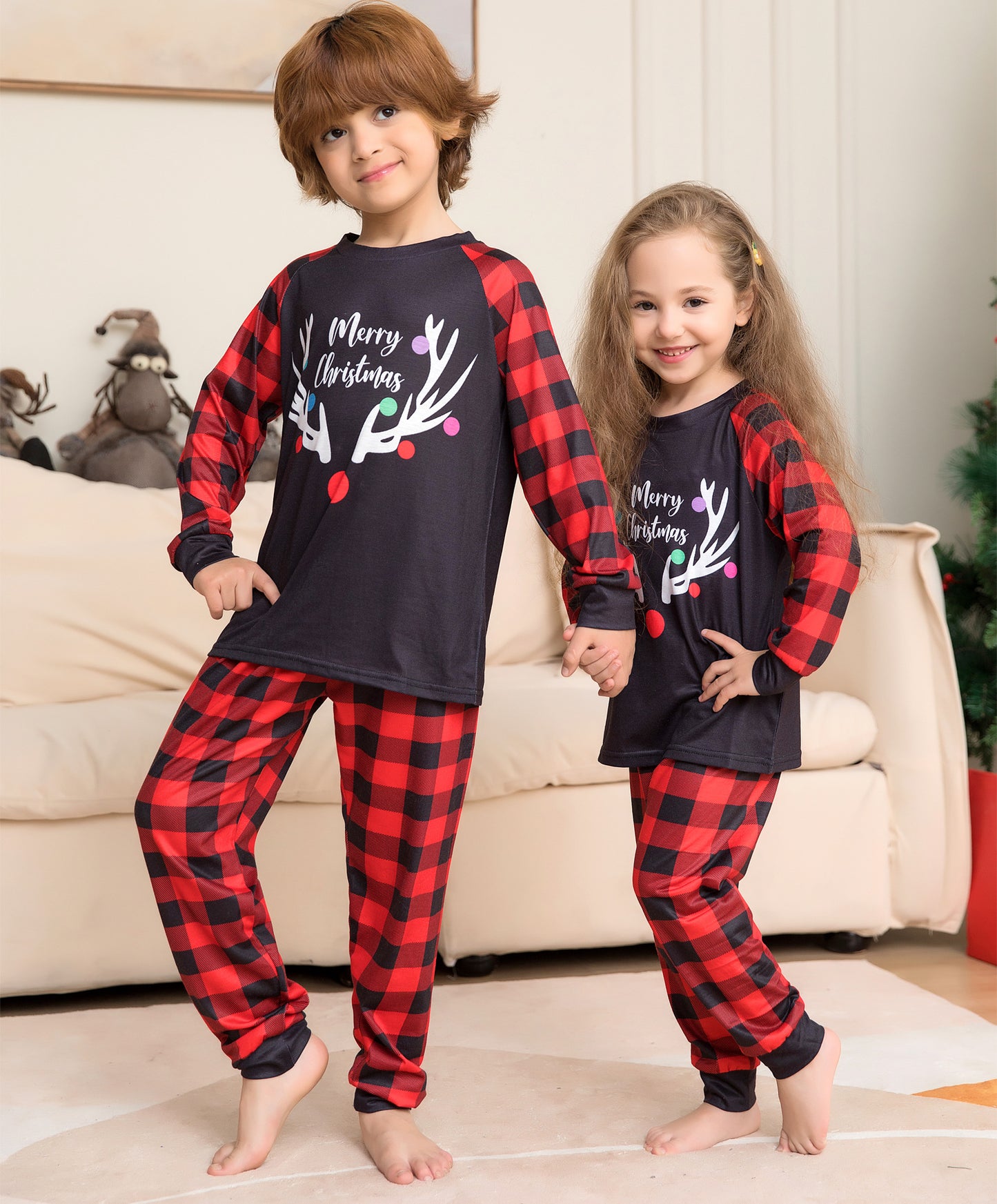 New Plaid Letter Christmas Parent-child Costume