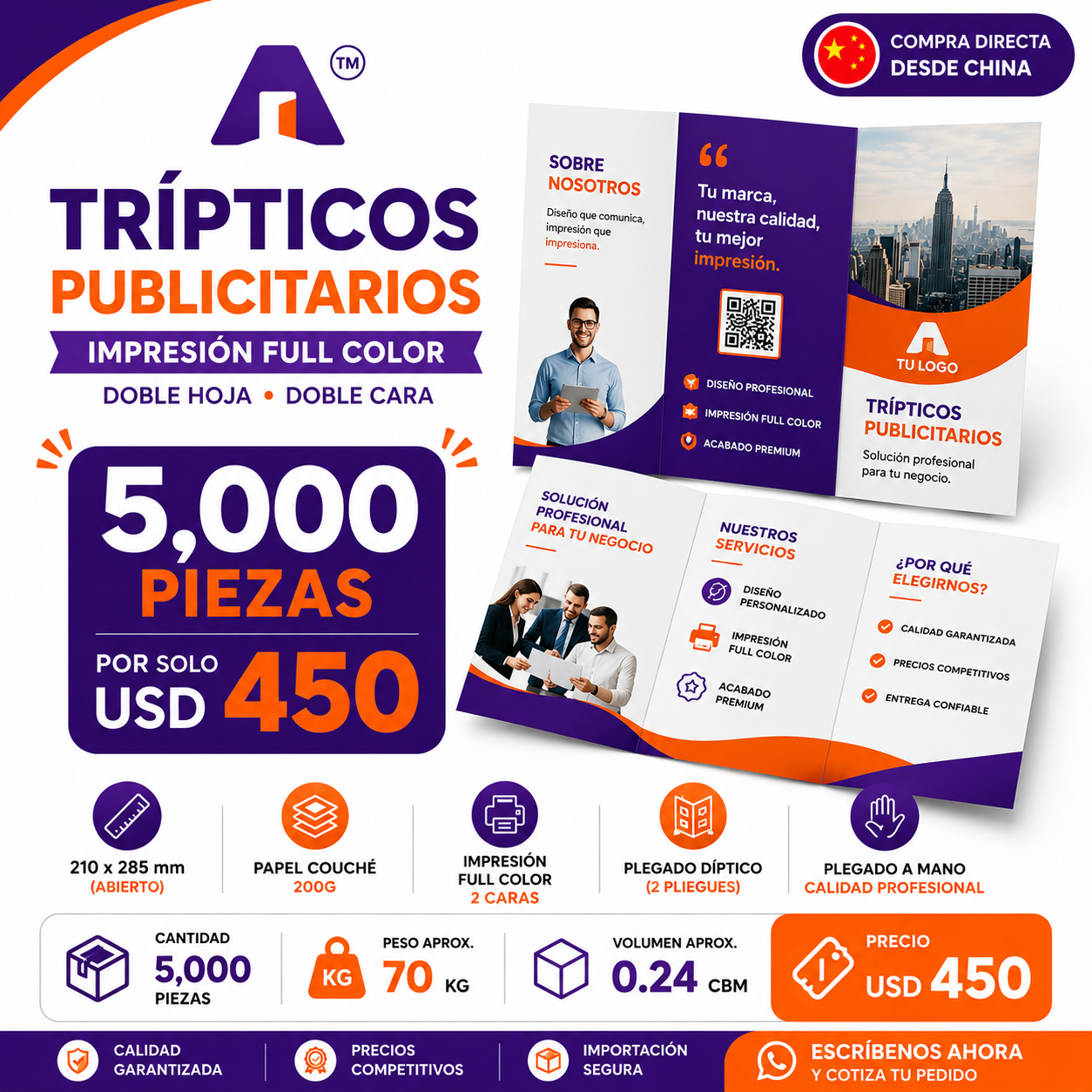 🔥 5,000 trípticos personalizados por solo USD $450
