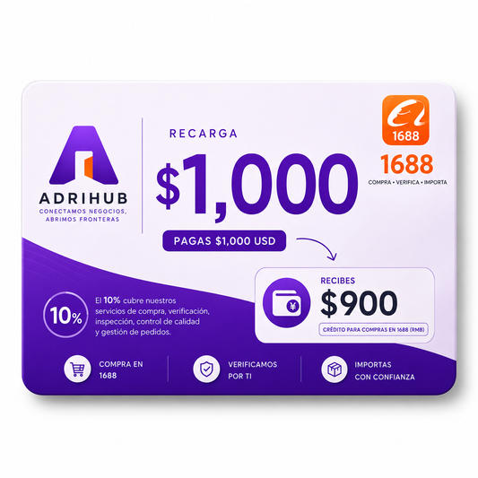 Recarga AdriHub 1688 – USD $1,000