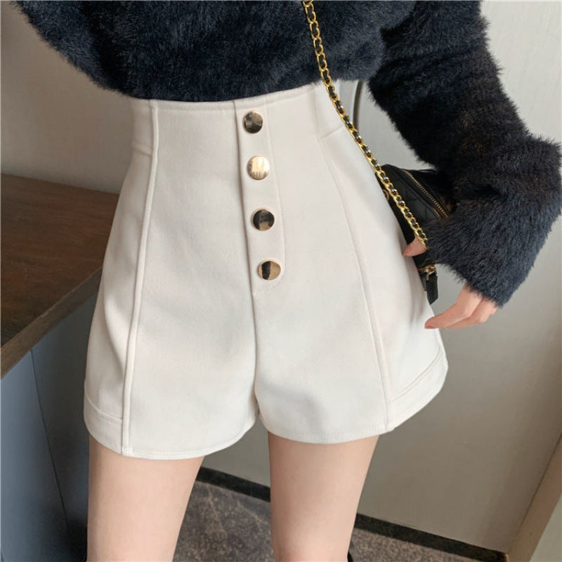 Women's Summer New High Waist Single Breasted Casual Shorts