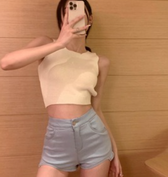 Irregular Jeans Women's Ins Trendy Elastic Thin Hot Pants