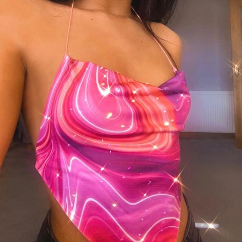 Summer Women's Clothing New Sling Backless Halter Vest T-shirt