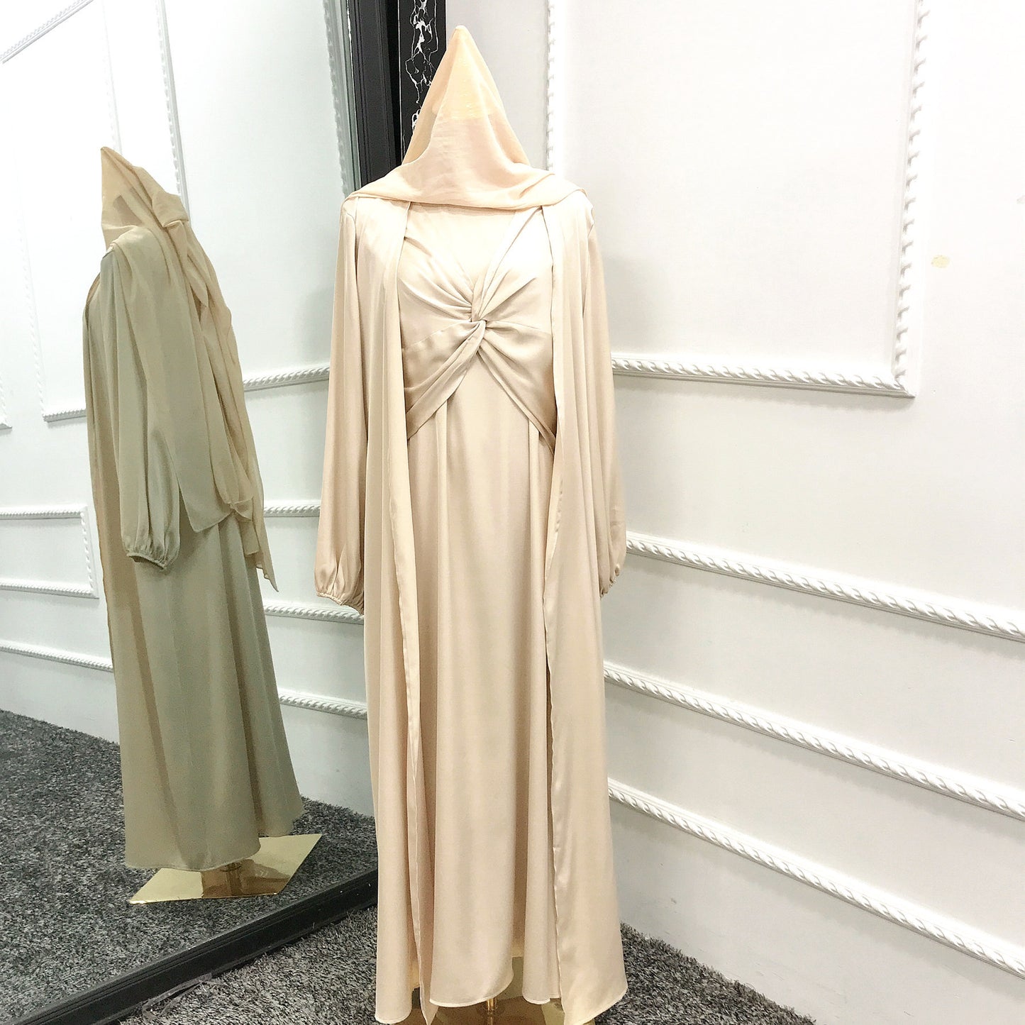 Fashion Solid Color Two-piece Dress Cardigan Suit