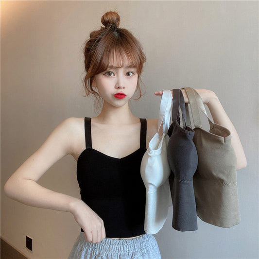 Wide Shoulders, Beautiful Back, Solid Color, Wrapped Chest, Adjustable Shoulder Straps, Sports Gathered Vest With Chest Pads