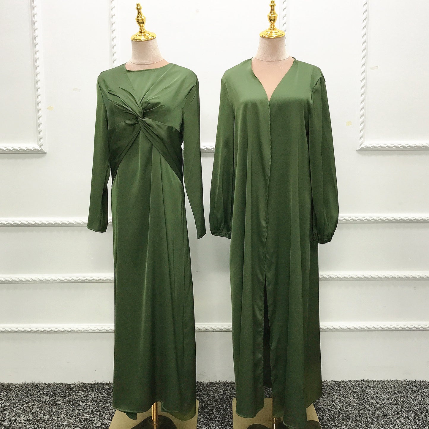 Fashion Solid Color Two-piece Dress Cardigan Suit