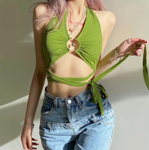 European and American Knitted Chest Wrap Cross Halterneck Vest
