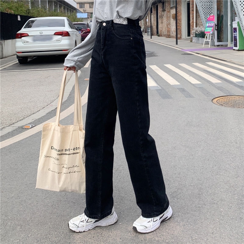Women's Fall Retro High Waist Wide Leg Loose Jeans