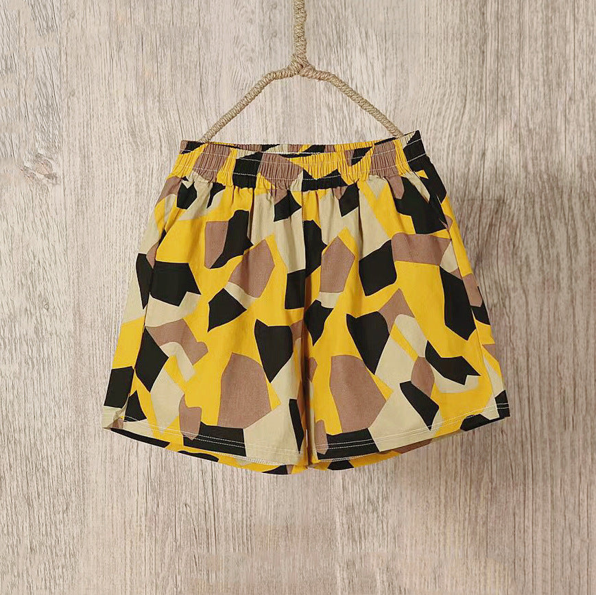 Women's Loose Outer Wear Elastic Waist Casual Cotton Linen Shorts