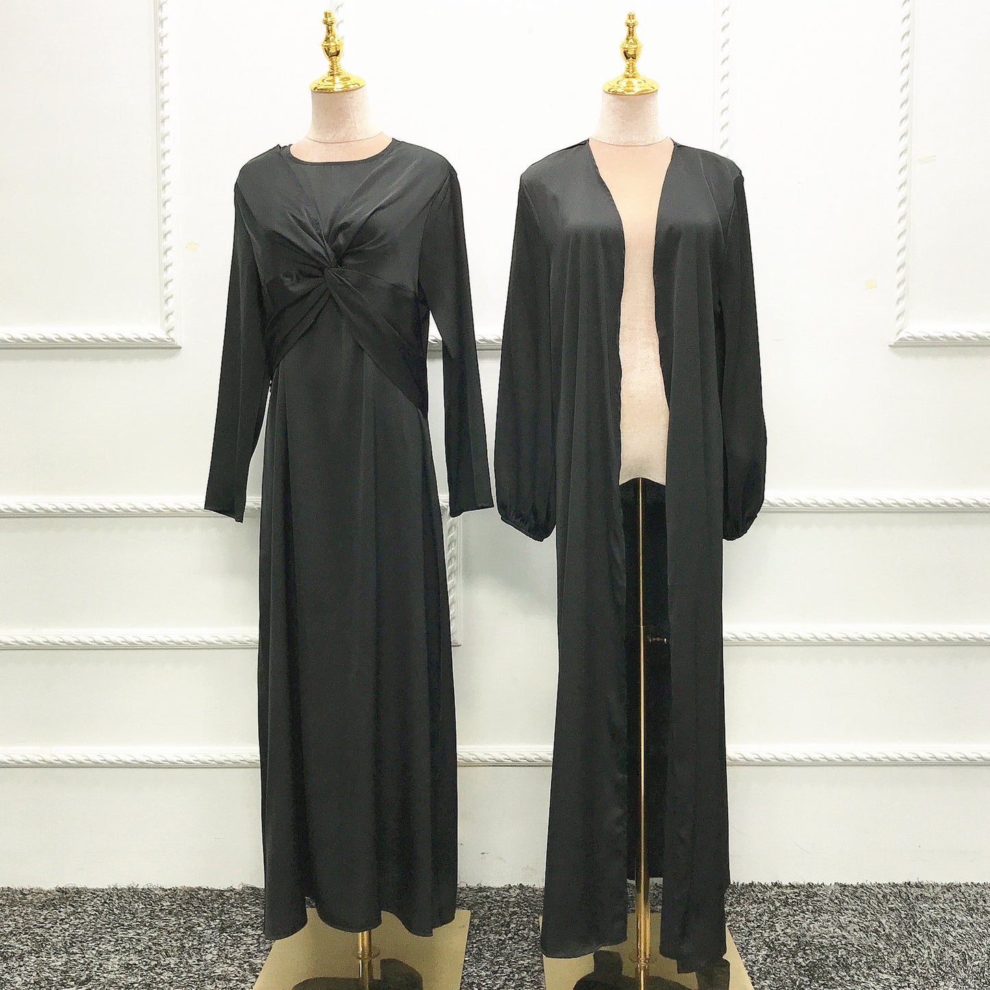 Fashion Solid Color Two-piece Dress Cardigan Suit