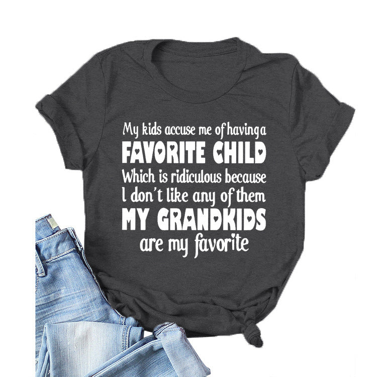 Favorite Child Letter Simplicity Casual Short Sleeve