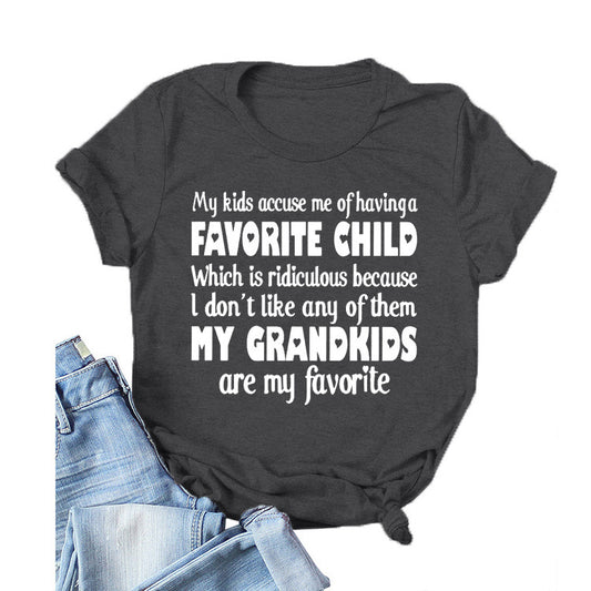 Favorite Child Letter Simplicity Casual Short Sleeve