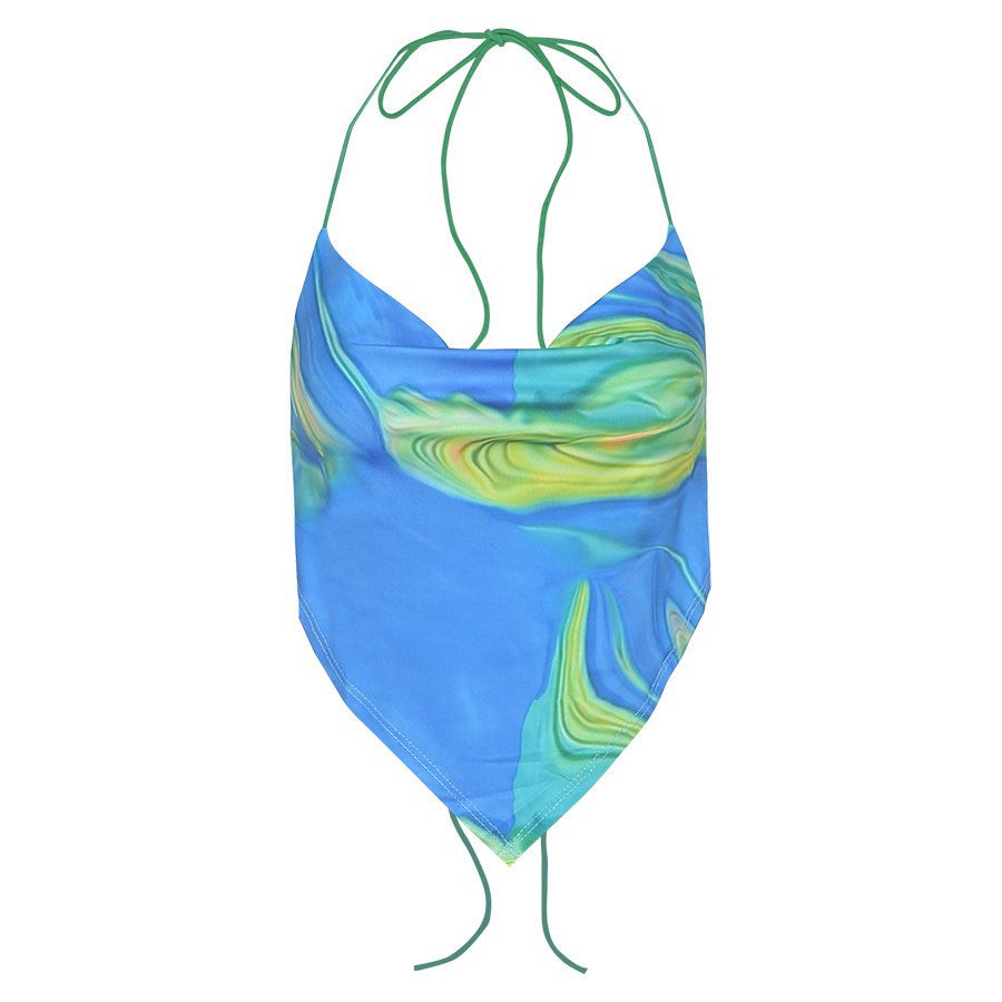 Summer Women's Clothing New Sling Backless Halter Vest T-shirt