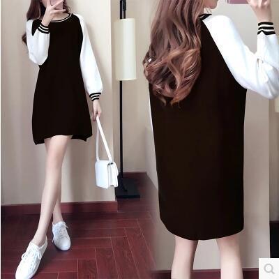 Loose Round Neck Korean Solid Color High Waist Base Skirt