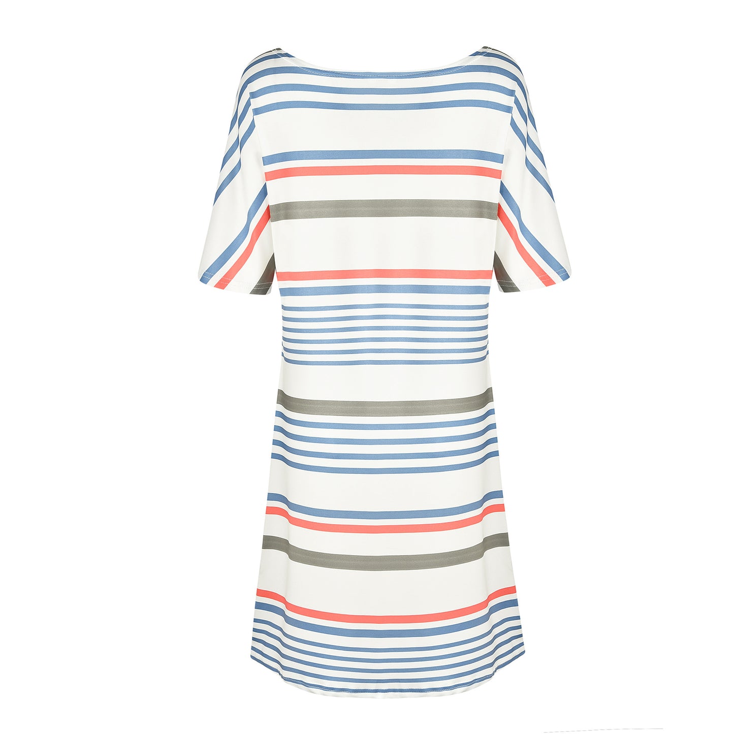 Summer Fashion Round Neck Printed Striped Short Sleeve Women's Dress
