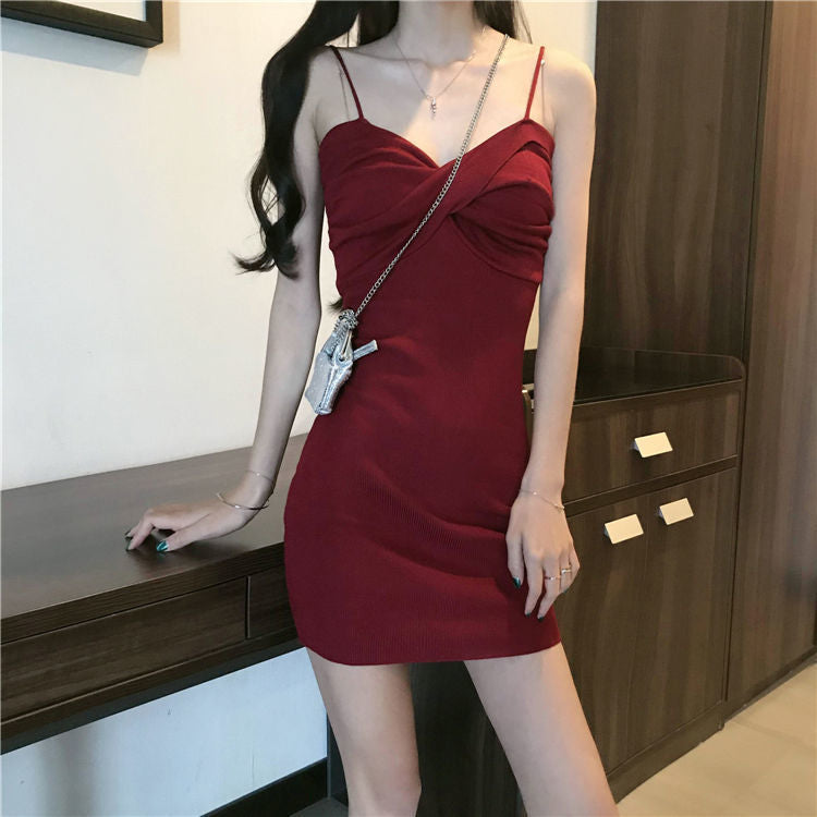 New Summer French Hepburn Style Small Base Ride Sling Dress Women