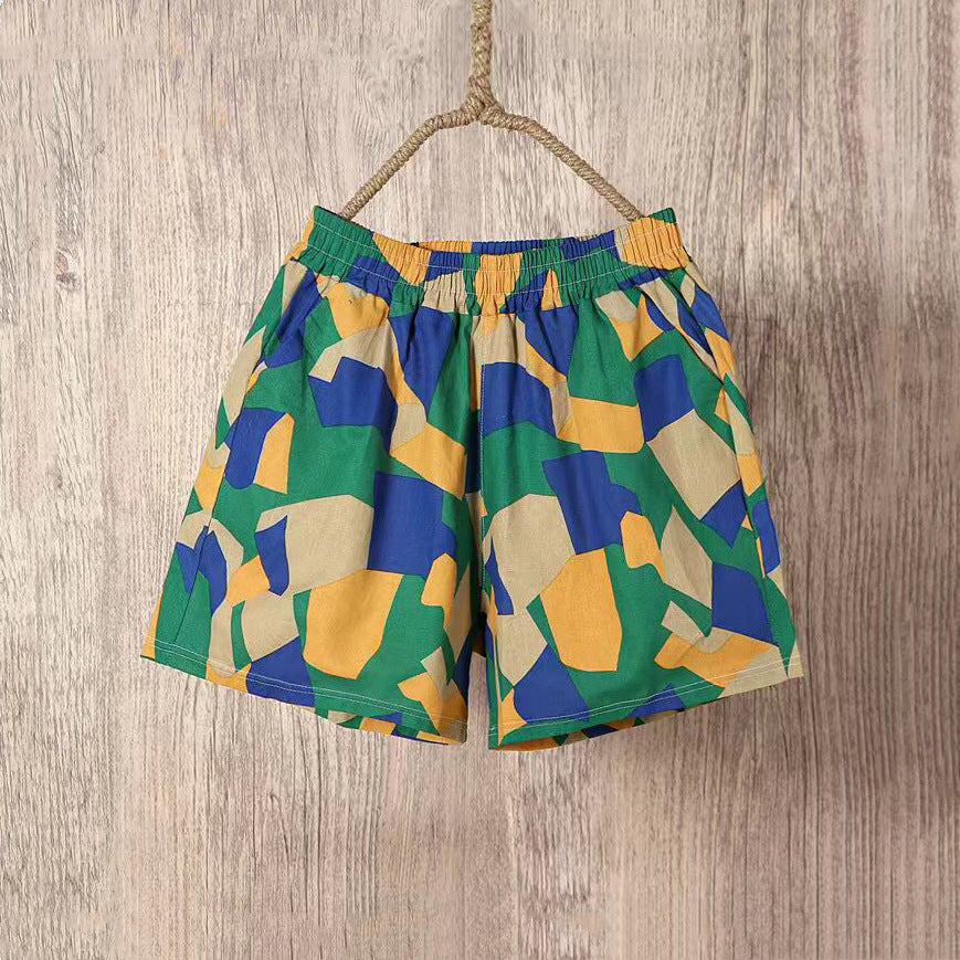 Women's Loose Outer Wear Elastic Waist Casual Cotton Linen Shorts