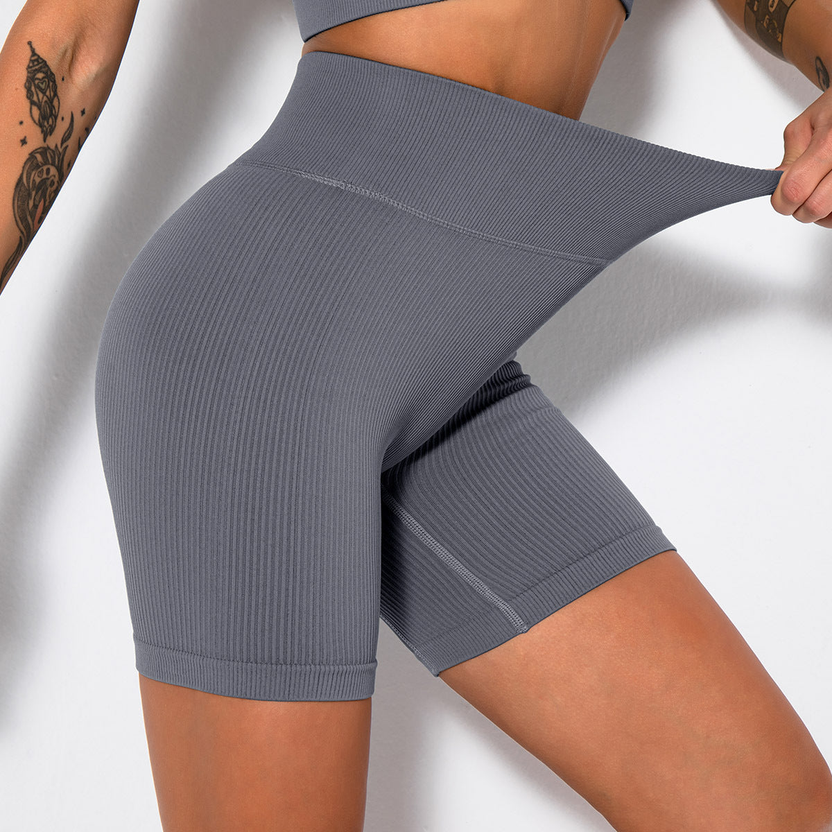Seamless Knitted Sexy Sports Short-sleeved Shorts Yoga Wear Fitness Suit