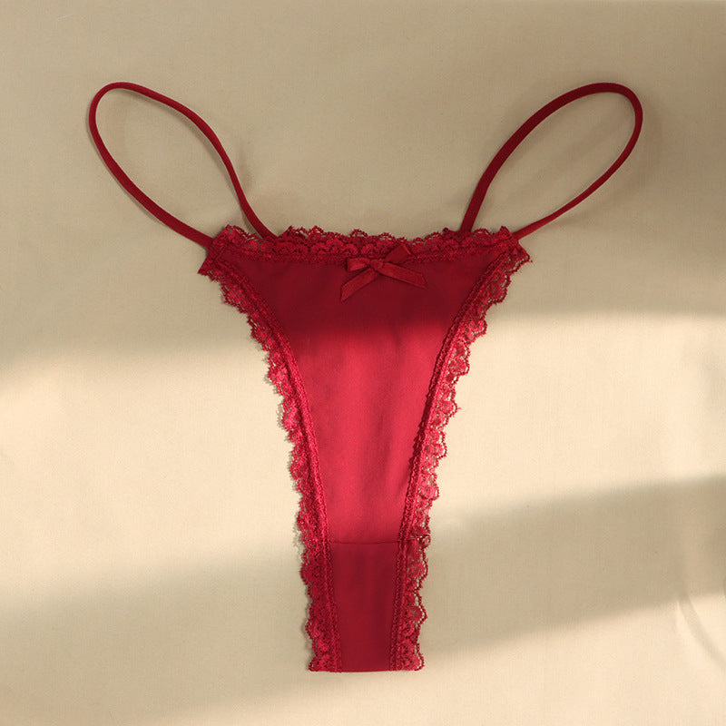 Lace Women's Ice Silk Underwear Thin Belt Low Waist T-back