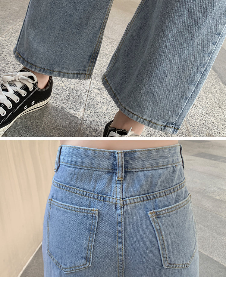 Women's Summer Retro Loose High-waisted Wide-leg Jeans