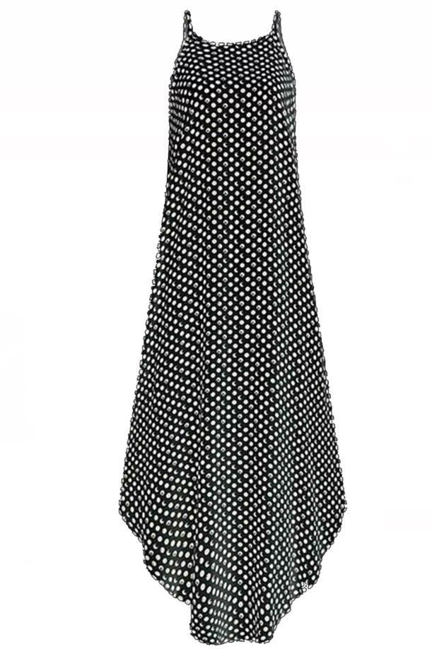 Summer New Style Long Women's Sling Bohemian Print Irregular Loose Sling Dress