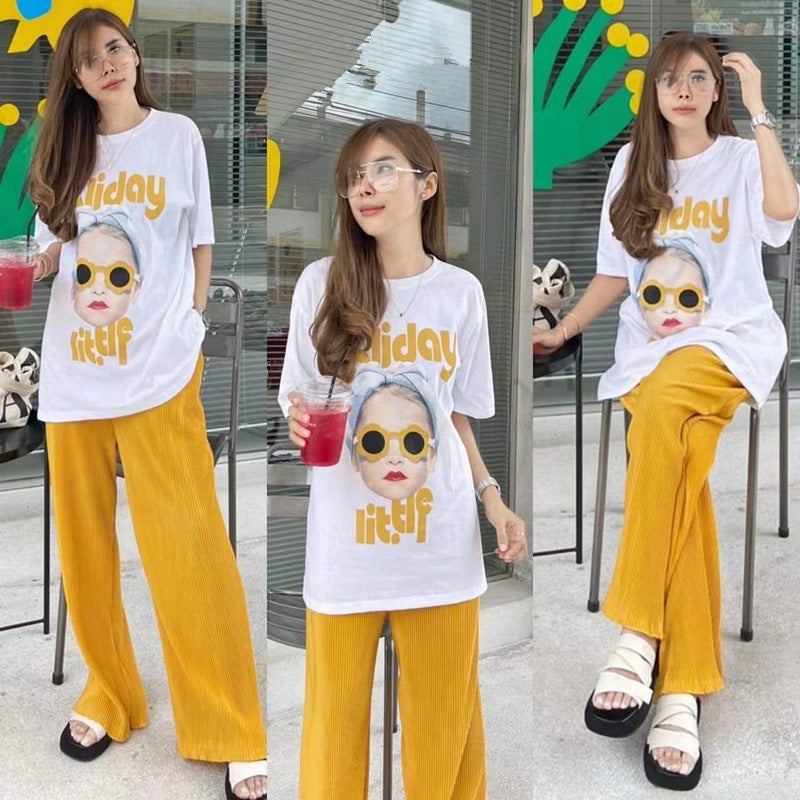 Women's Fashion Cartoon Glasses Girl Print Set