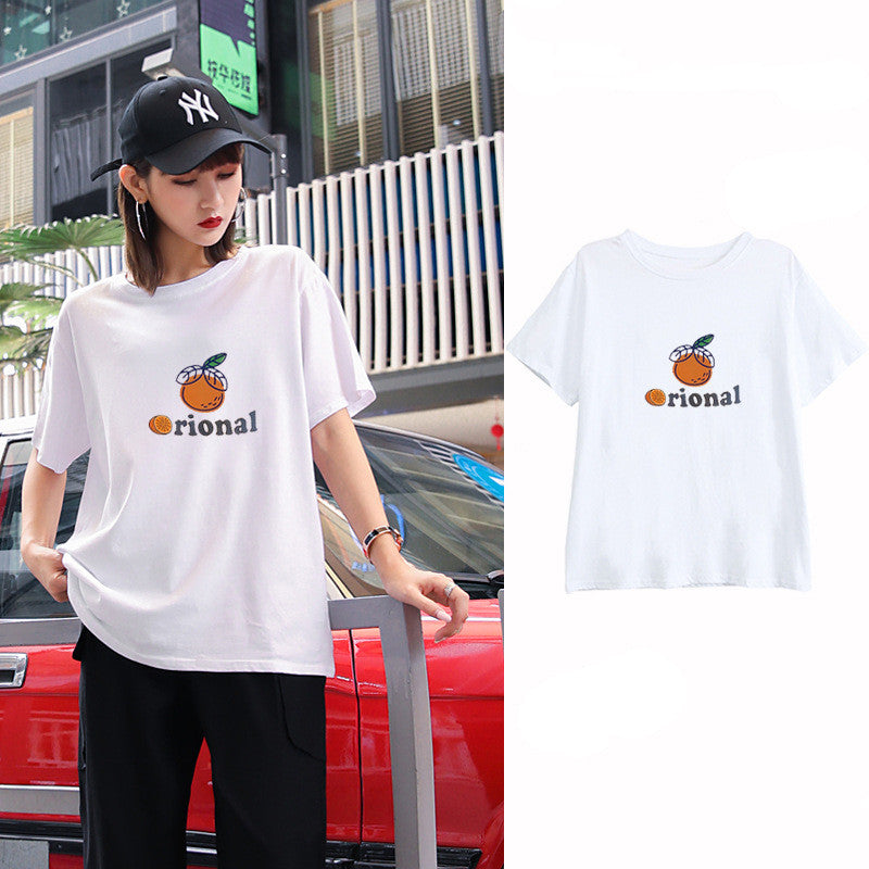 Summer Women's All-match Student Printed T-shirt Women's Trend