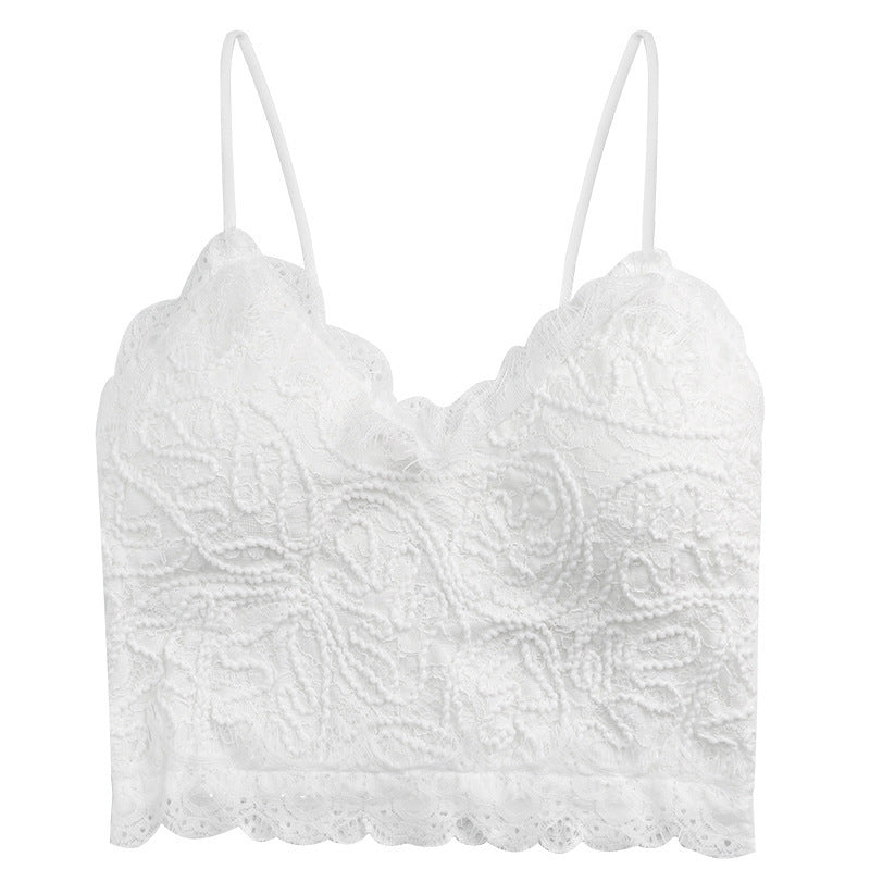 French Sweet Lace Strap Tank Top