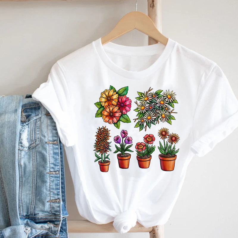 Harajuku Men's Cartoon Short Sleeve Youth Popular Collar Casual Men's T-Shirt