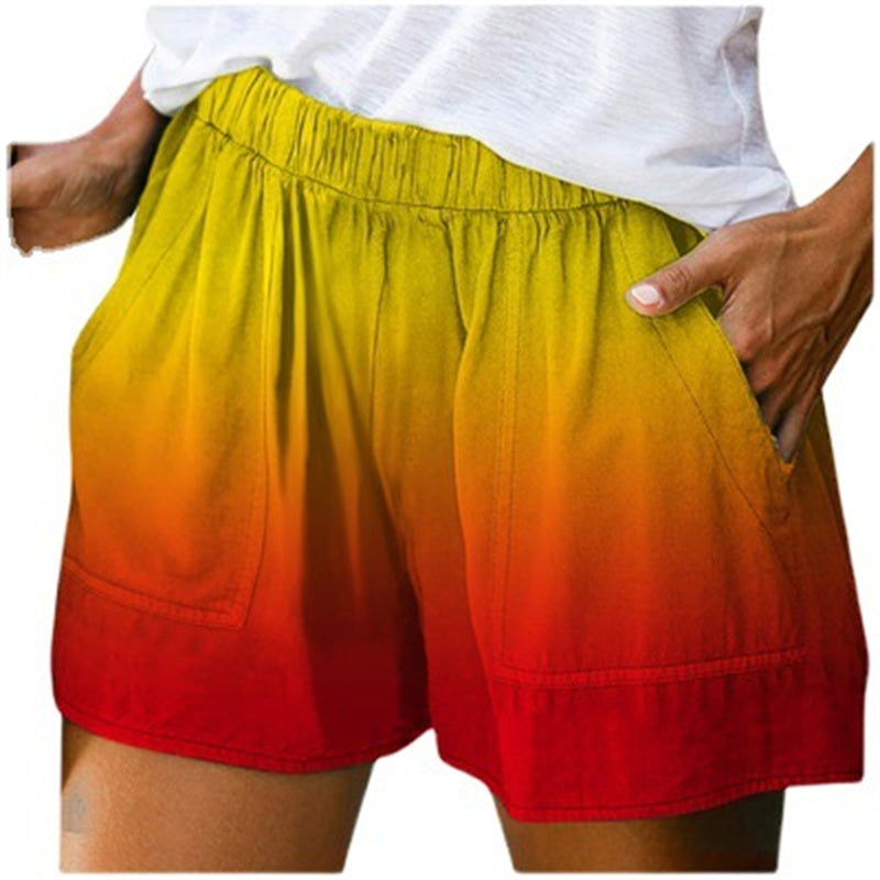 Women's Fashion Gradient Color Pocket Wide Leg Shorts