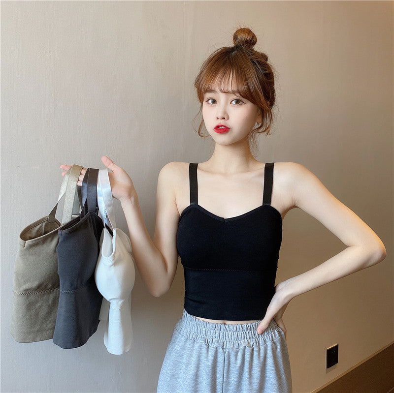 Wide Shoulders, Beautiful Back, Solid Color, Wrapped Chest, Adjustable Shoulder Straps, Sports Gathered Vest With Chest Pads