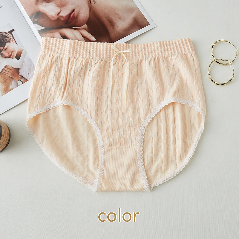 High Waist Bow Traceless Lace Briefs