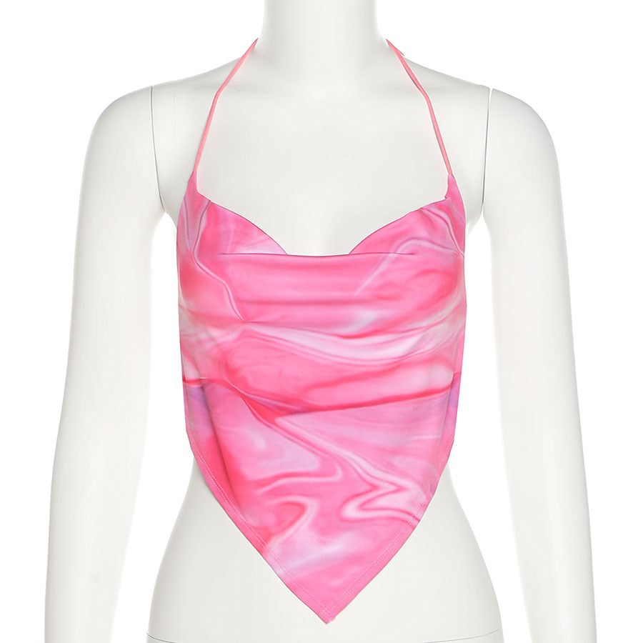 Summer Women's Clothing New Sling Backless Halter Vest T-shirt