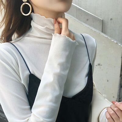 Women's Slim High-necked Long-sleeved Lace Bottoming Shirt
