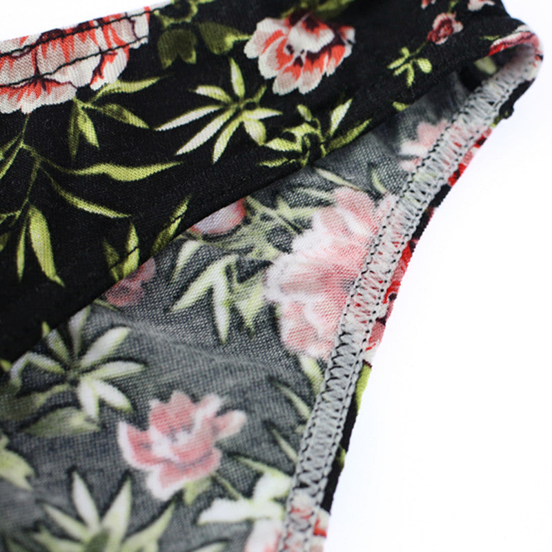 Flower Printed Low Waist Men Briefs Breathable U Convex Pouch