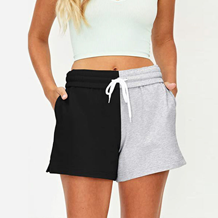 Women's Asymmetric Paneling Lace-up High Waist Sports Shorts