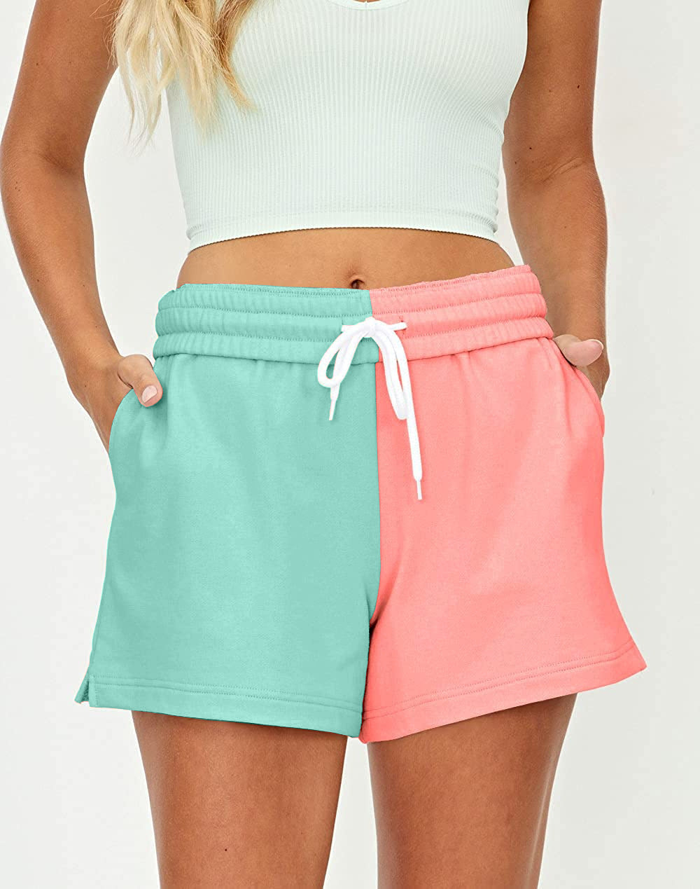 Women's Asymmetric Paneling Lace-up High Waist Sports Shorts
