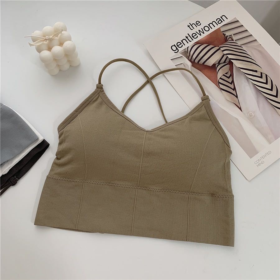 Cross-gathering Beauty Back Wrap And Chest Wear Anti-glare Bottoming Underwear Women