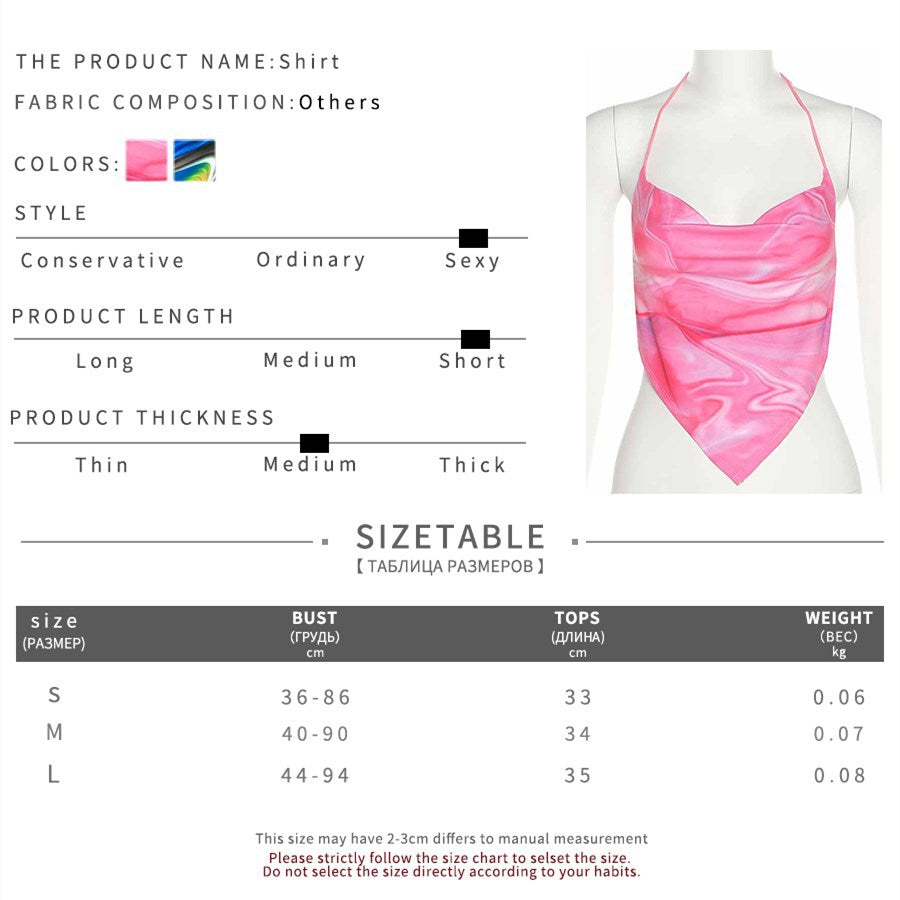 Summer Women's Clothing New Sling Backless Halter Vest T-shirt